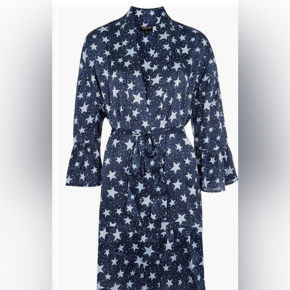 TOPSHOP Satin Blue Shorty Robe - Picture 3 of 10